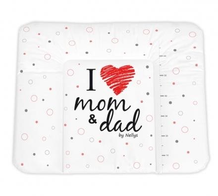Baby Nellys Prebaľovacia podložka mäkká I Love biela – červená 85 × 72 cm
