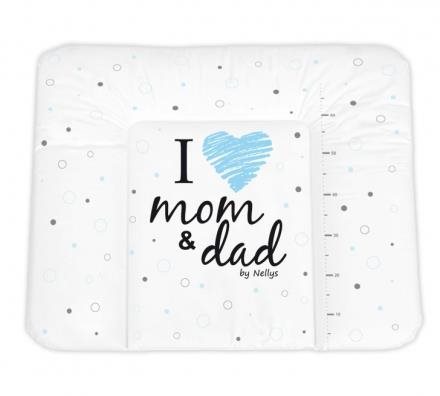 Baby Nellys Prebaľovacia podložka mäkká I Love biela – modrá 85 × 72 cm