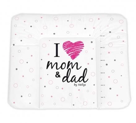 Baby Nellys Prebaľovacia podložka mäkká I Love biela – pink 85 × 72 cm