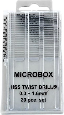 SHESTO Modelcraft vrtáky HSS 0,3 – 1,6 mm (sada 20 ks)