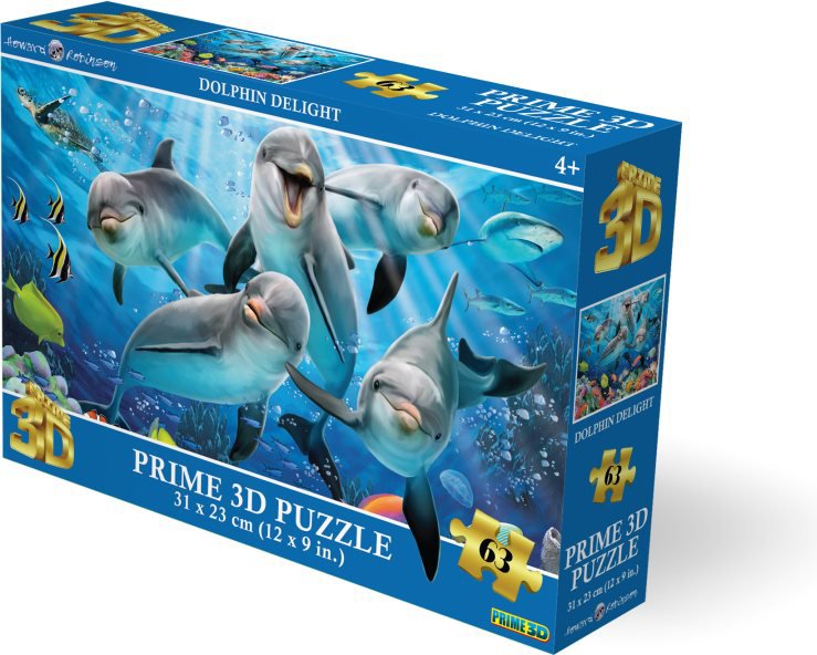 Prime 3D Puzzle s 3D efektom 63 dielikov Selfie: Delfínia radosť