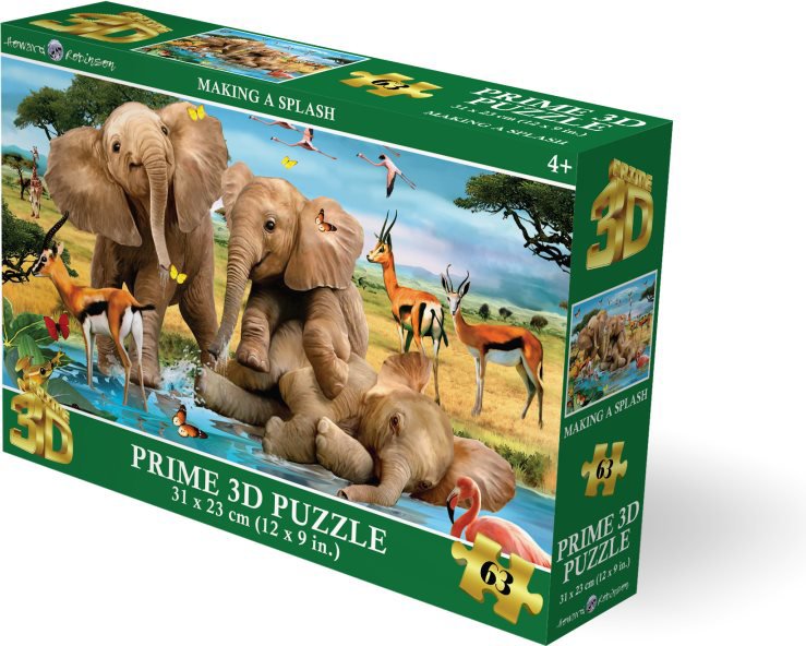 Prime 3D Puzzle s 3D efektom 63 dielikov Hravé sloníčatá