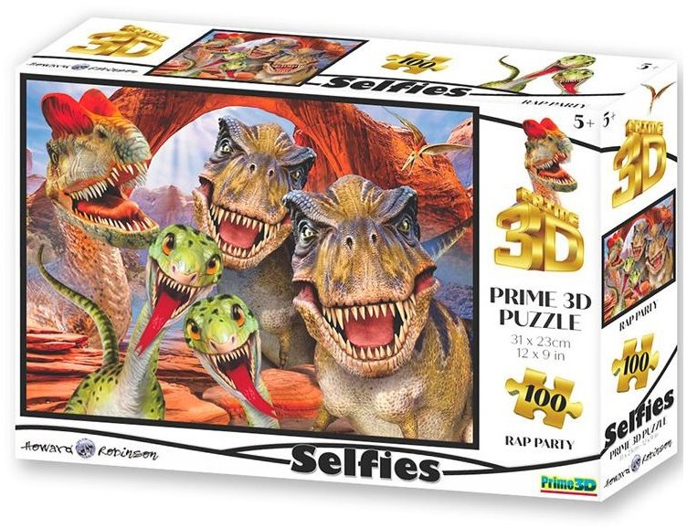 Prime 3D Puzzle s 3D efektom 100 dielikov Selfie: Dinosauria párty