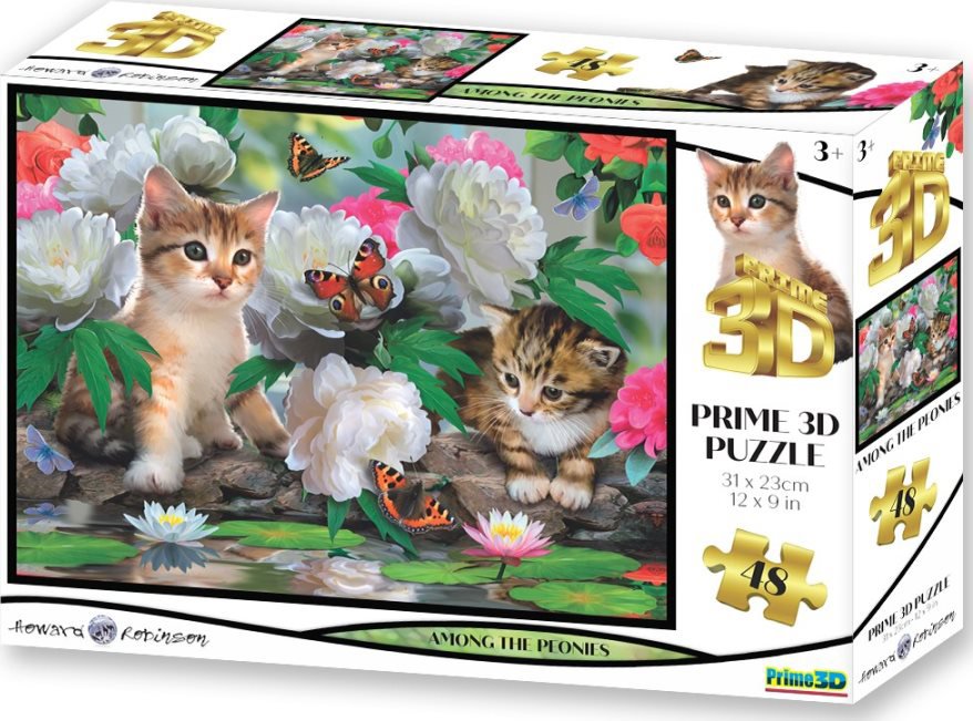 Prime 3D Puzzle s 3D efektem 48 dílků Mezi pivoňkami