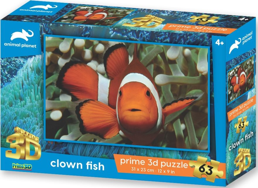 Prime 3D Puzzle s 3D efektom 63 dielikov Animal Planet: Klaun očkatý