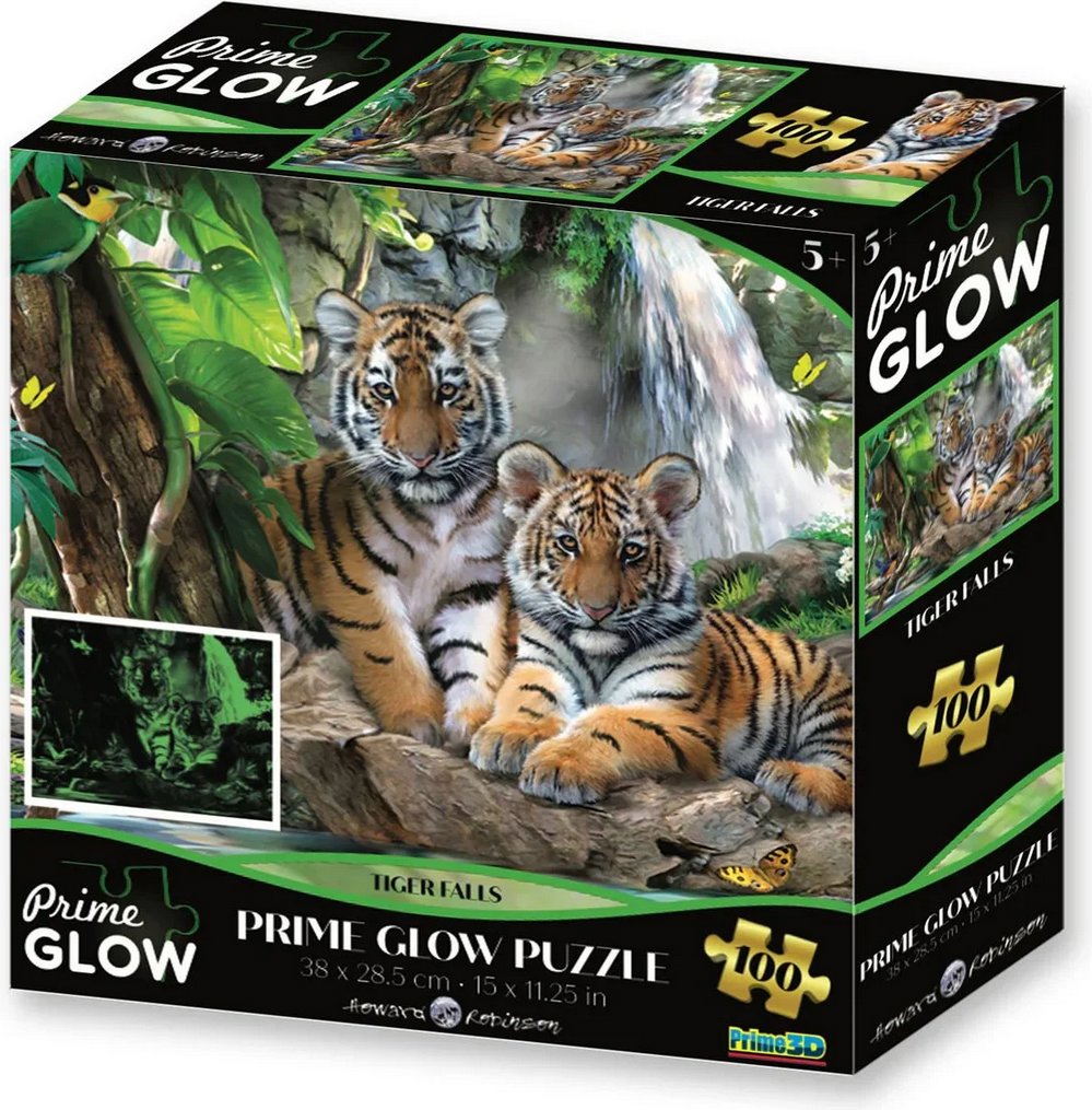 Prime 3D Svietiace puzzle s 3D efektom 100 dielikov Tigrí vodopád
