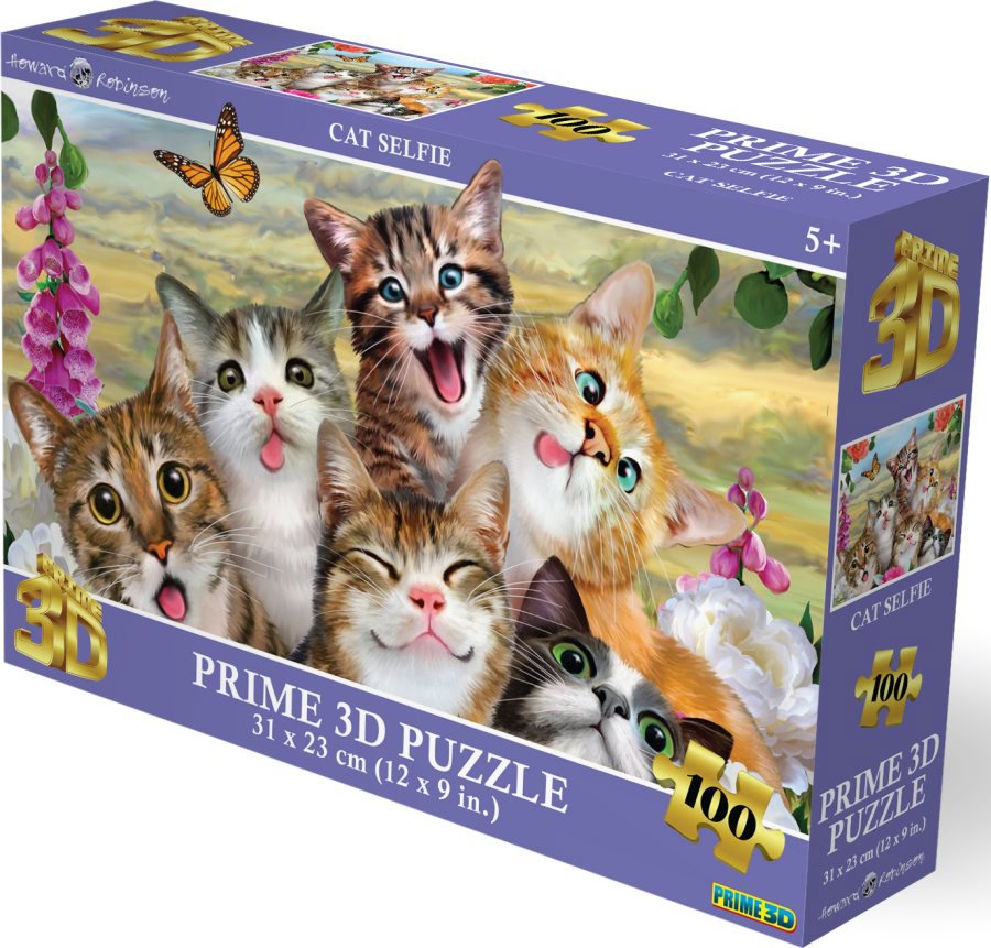 Prime 3D Puzzle s 3D efektom 100 dielikov Mačacie selfie
