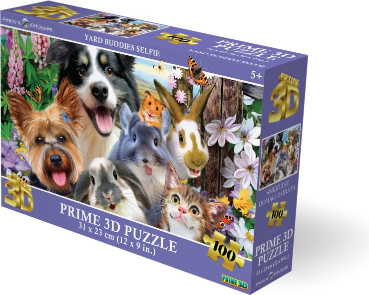 Prime 3D Puzzle s 3D efektom 100 dielikov Selfie: Kamaráti z dvora