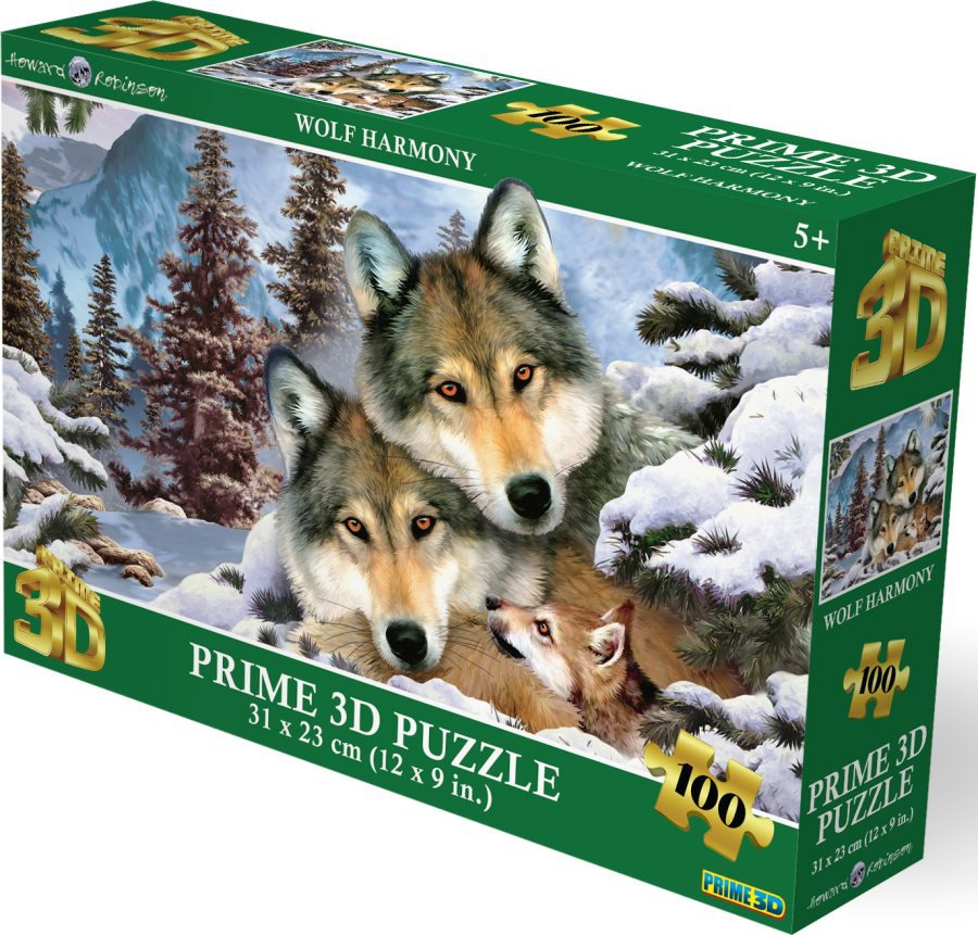 Prime 3D Puzzle s 3D efektom 100 dielikov Vlčie súznenie