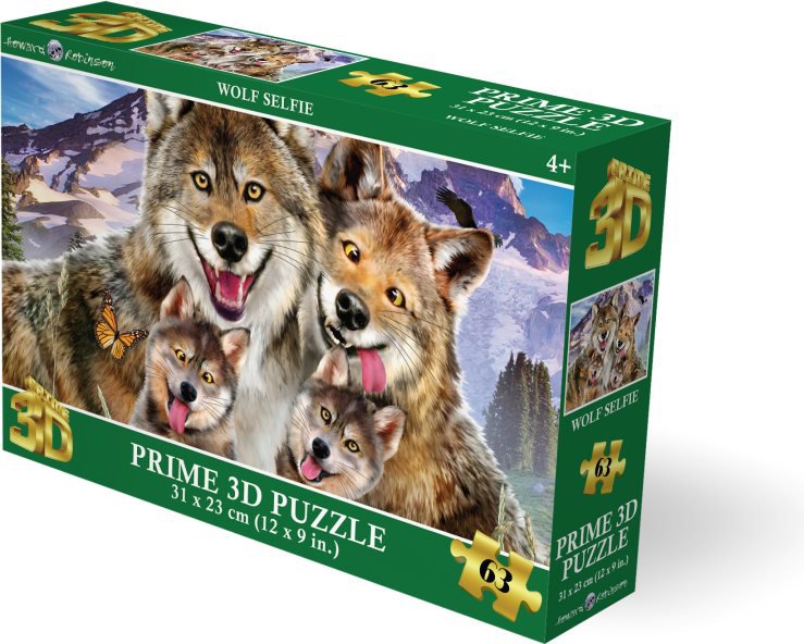 Prime 3D Puzzle s 3D efektom 63 dielikov Vlčie selfie