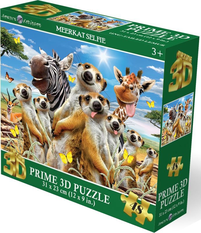 Prime 3D Puzzle s 3D efektem 48 dílků Surikatí selfie