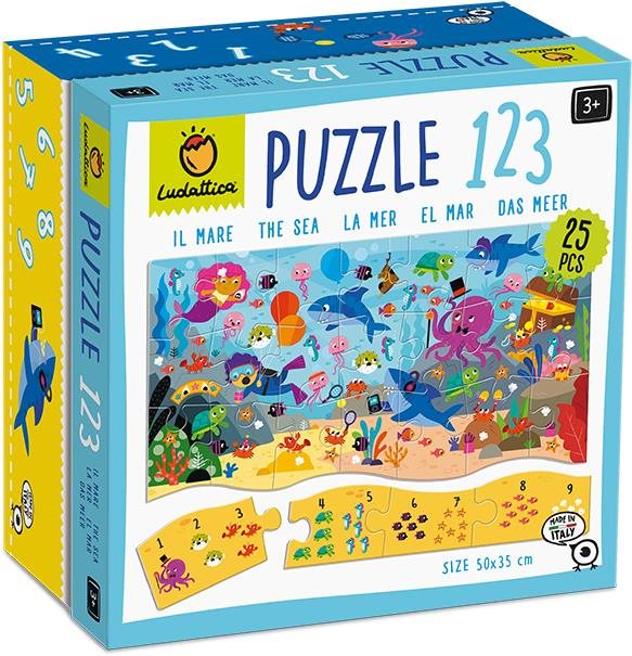 Ludattica Puzzle 123, nauč sa počítať, More, 25 dielikov