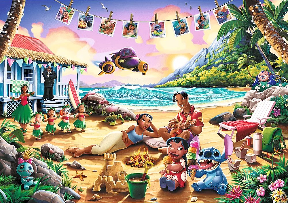 TREFL Puzzle Premium Plus Disney Lilo & Stitch: Plážová párty 1000 dílků