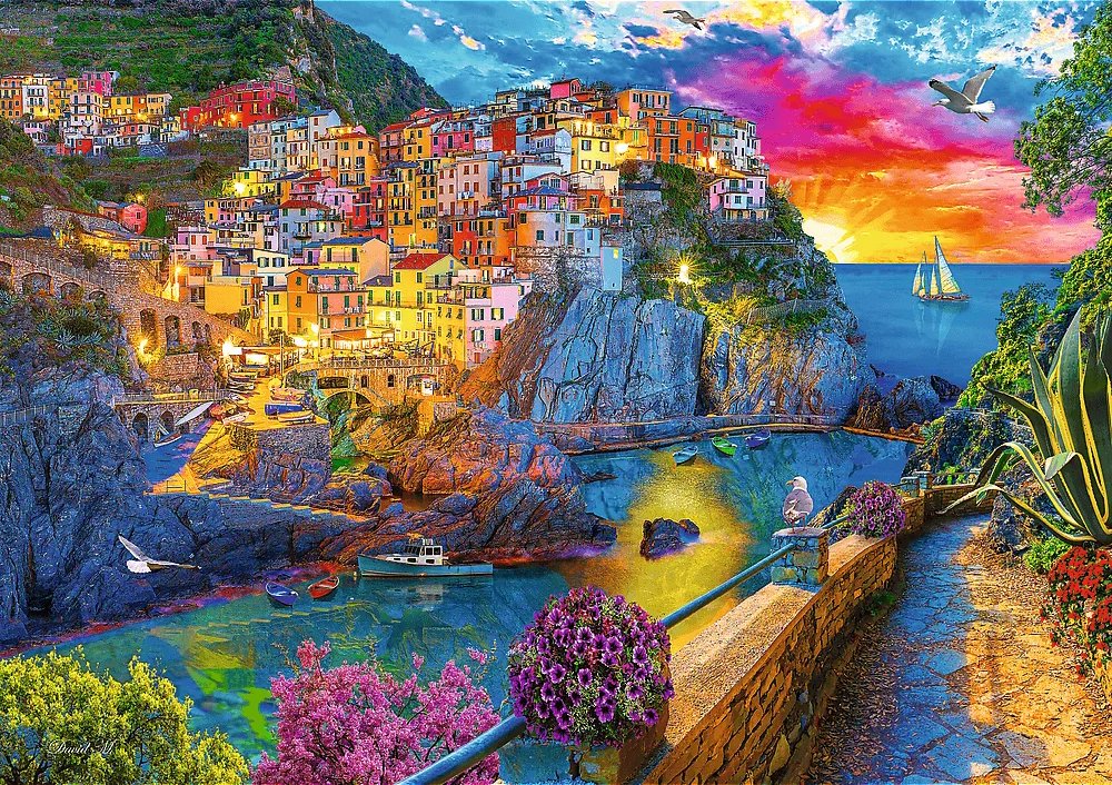 TREFL Puzzle Večerní procházka po Cinque Terre 1000 dílků