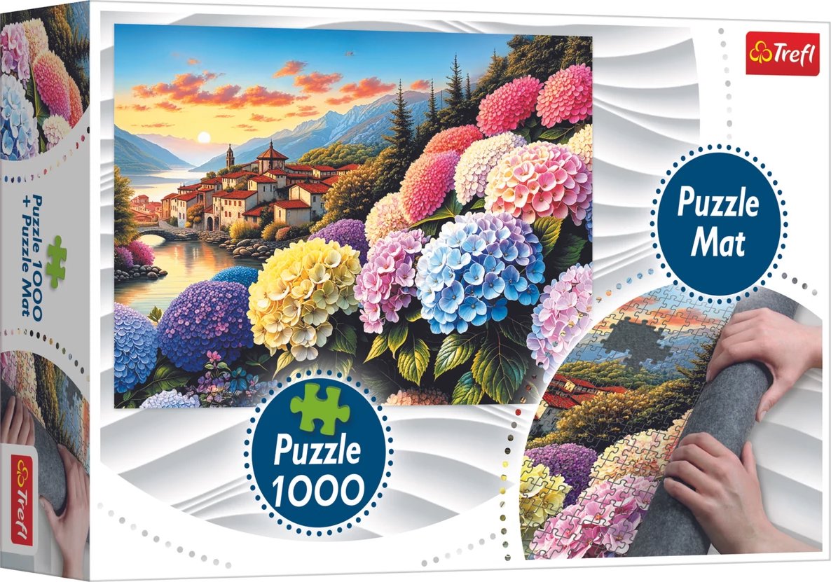 TREFL Puzzle Hortenzie 1000 dílků + Podložka pod puzzle