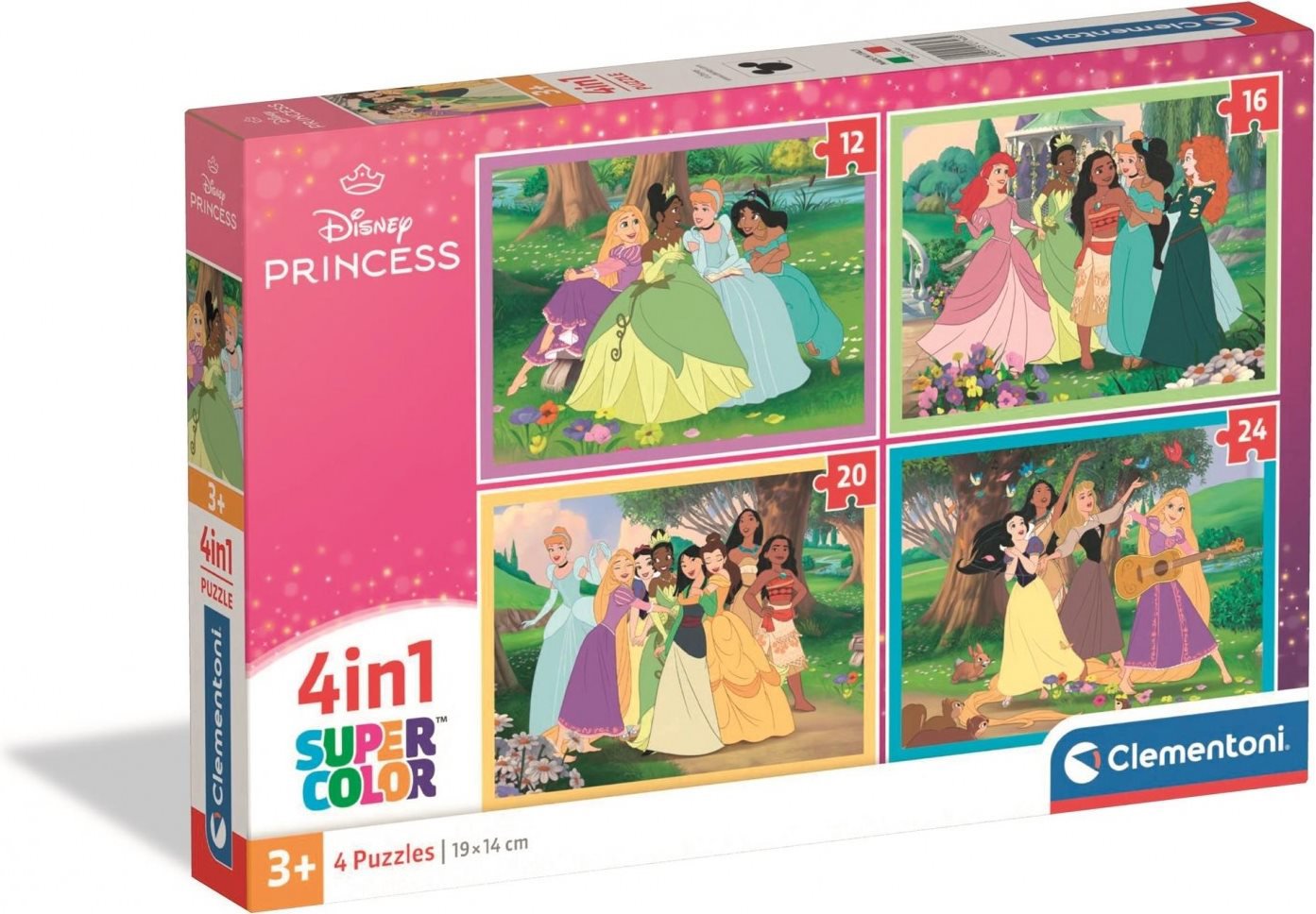 Clementoni Disney princezny 12,16,20,24 dílků sada 4v1
