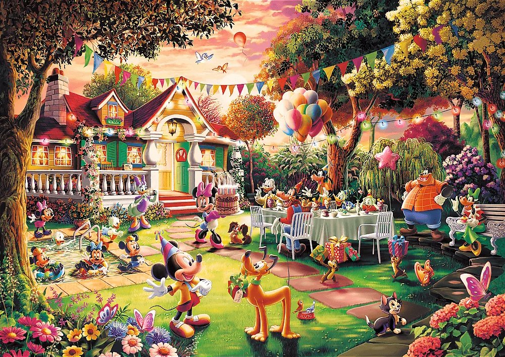 TREFL Puzzle Premium Plus Narodeninová oslava Mickey Mouse 1000 dielikov