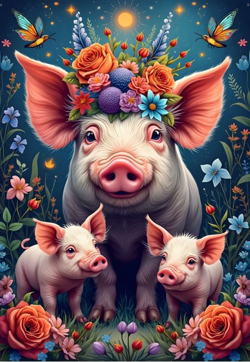 ALIPSON Puzzle Prasečí rodinka na procházce 1000 dílků