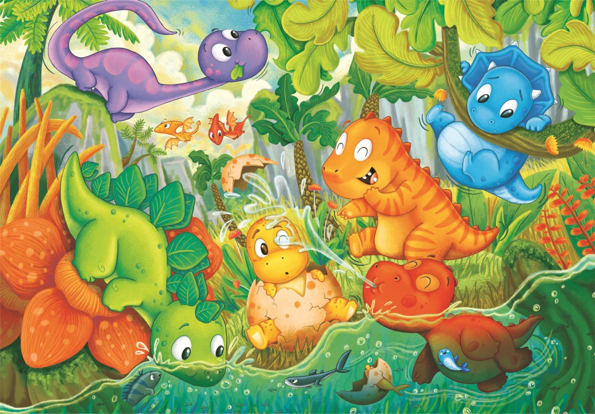 CLEMENTONI Šťastná oáza dinosaurov MAXI 24 dielikov