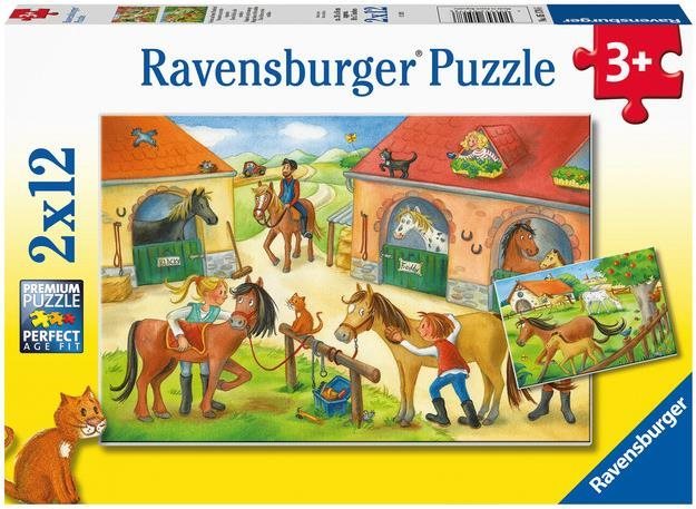 Ravensburger puzzle 051786 Šťastný deň na statku 2× 12 dielikov