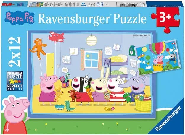 Ravensburger puzzle 055746 Prasiatko Peppa: Peppino dobrodružstvo 2× 12 dielikov