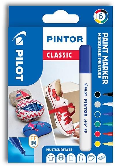 Akrylový popisovač Pilot Pintor, Extra Fine, sada 6 ks, Classic