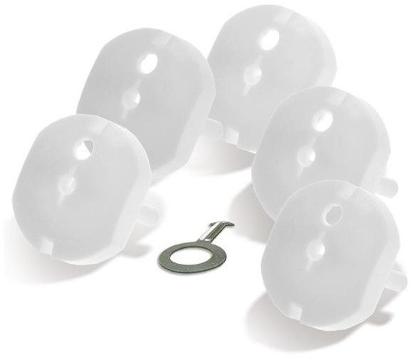 Bezpečnostná zátka do zásuvky – súprava 5 ks + 1 kľúčik, 5E61