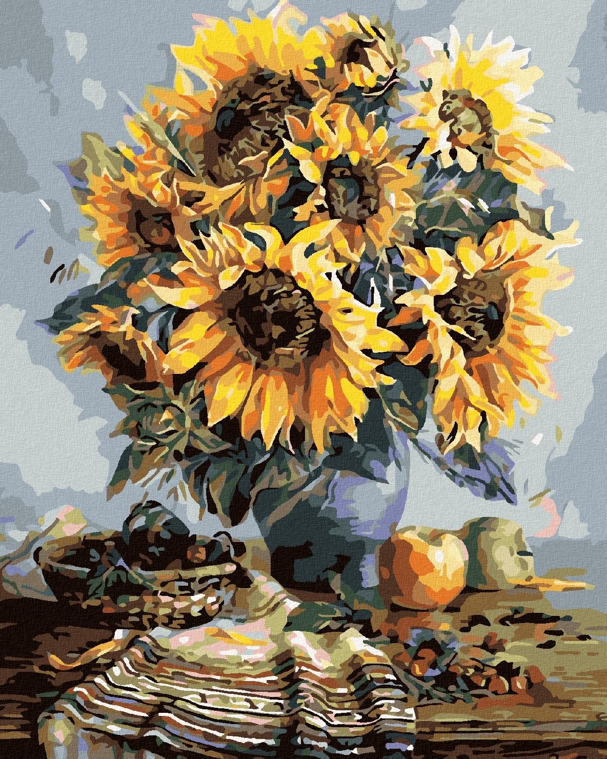 Diamondi – JESENNE LADENÉ KYTICE SLNEČNÍC, 40 × 50 cm, napnuté plátno na ráme