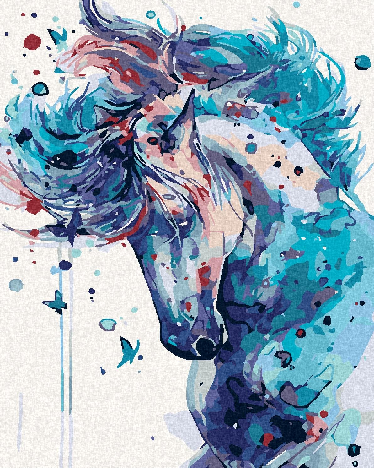 Diamondi – ABSTRAKTNÝ KÔŇ TMAVOMODRÝ, 40 × 50 cm, plátno napnuté na rám