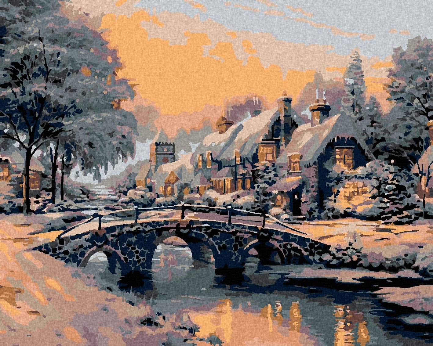 Diamondi – MOST CEZ ZAMRZNUTÚ RIEČKU, 40 × 50 cm, bez rámu a bez napnutého plátna