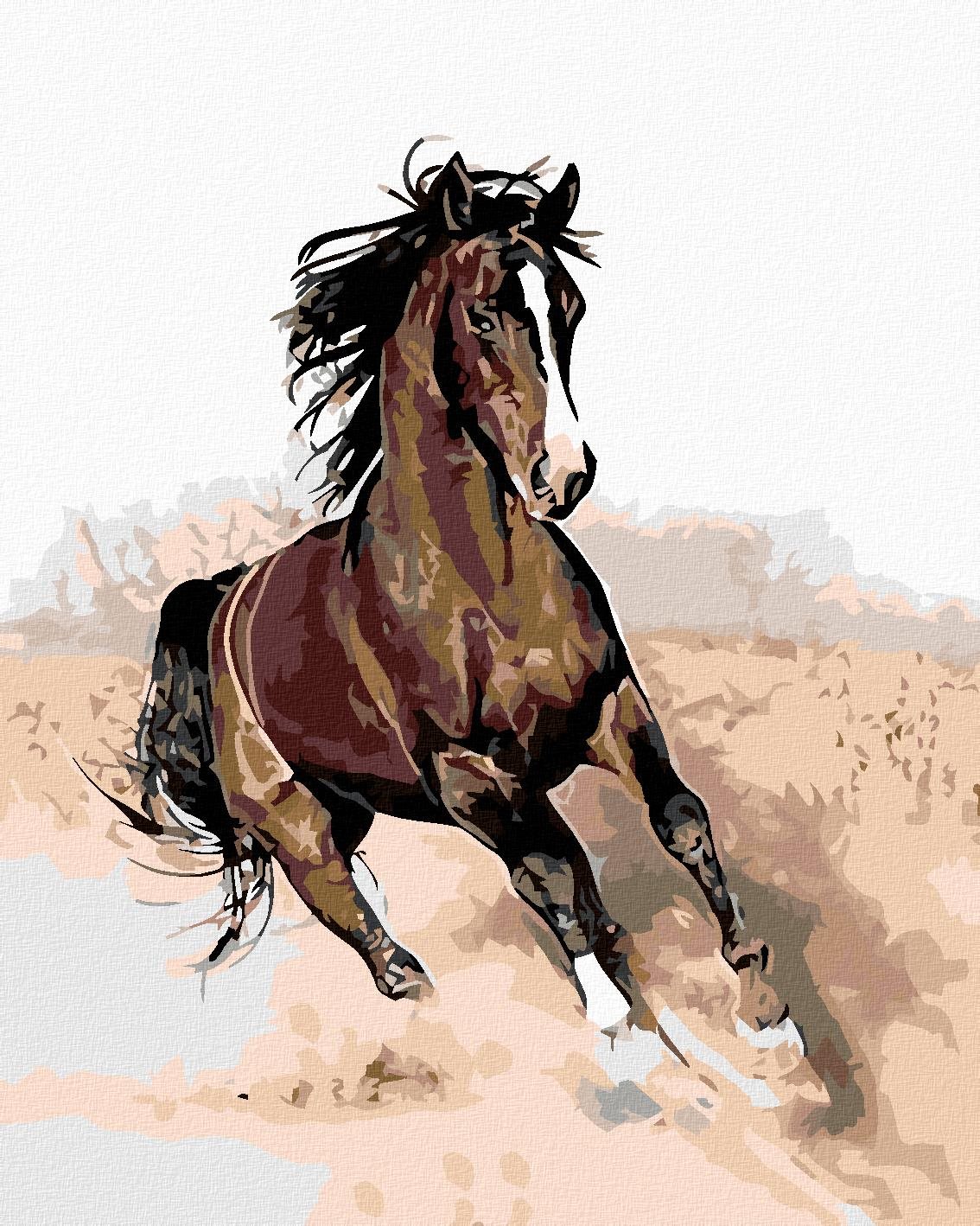 Diamondi – HNEDÁK V PIESKU, 40 × 50 cm, bez rámu a bez napnutého plátna