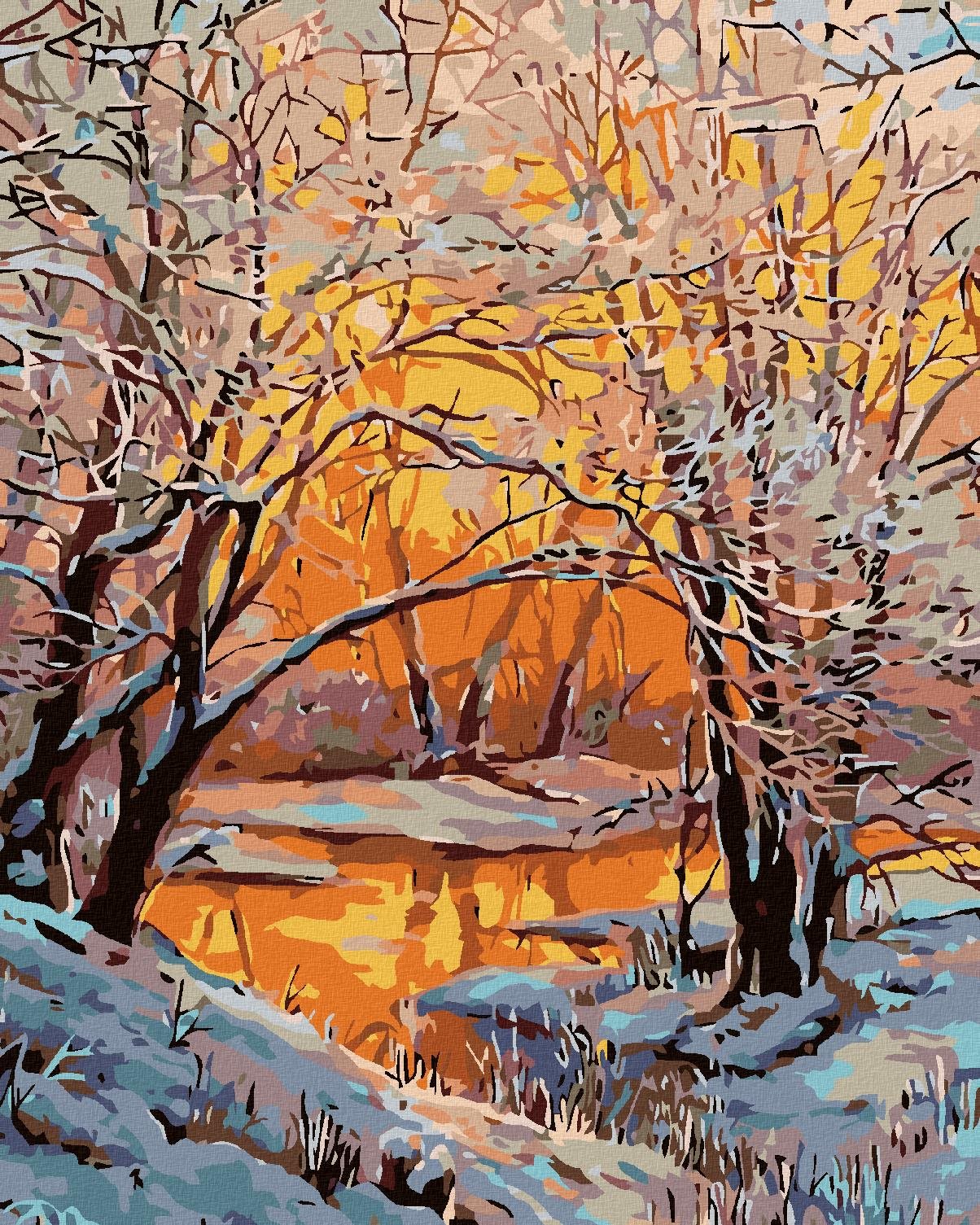 Diamondi – ZASNEŽENÁ RIEKA, 40 × 50 cm, napnuté plátno na rám