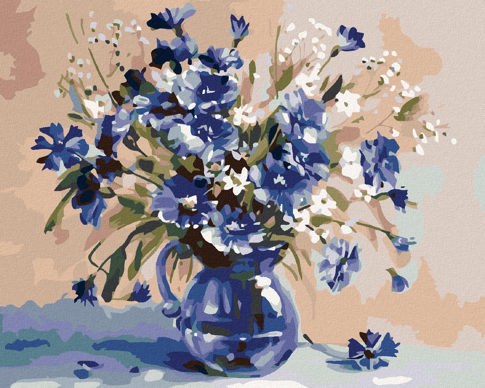 Diamondi – KYTICA MODRÝCH KVETOV, 40 × 50 cm, napnuté plátno na rám