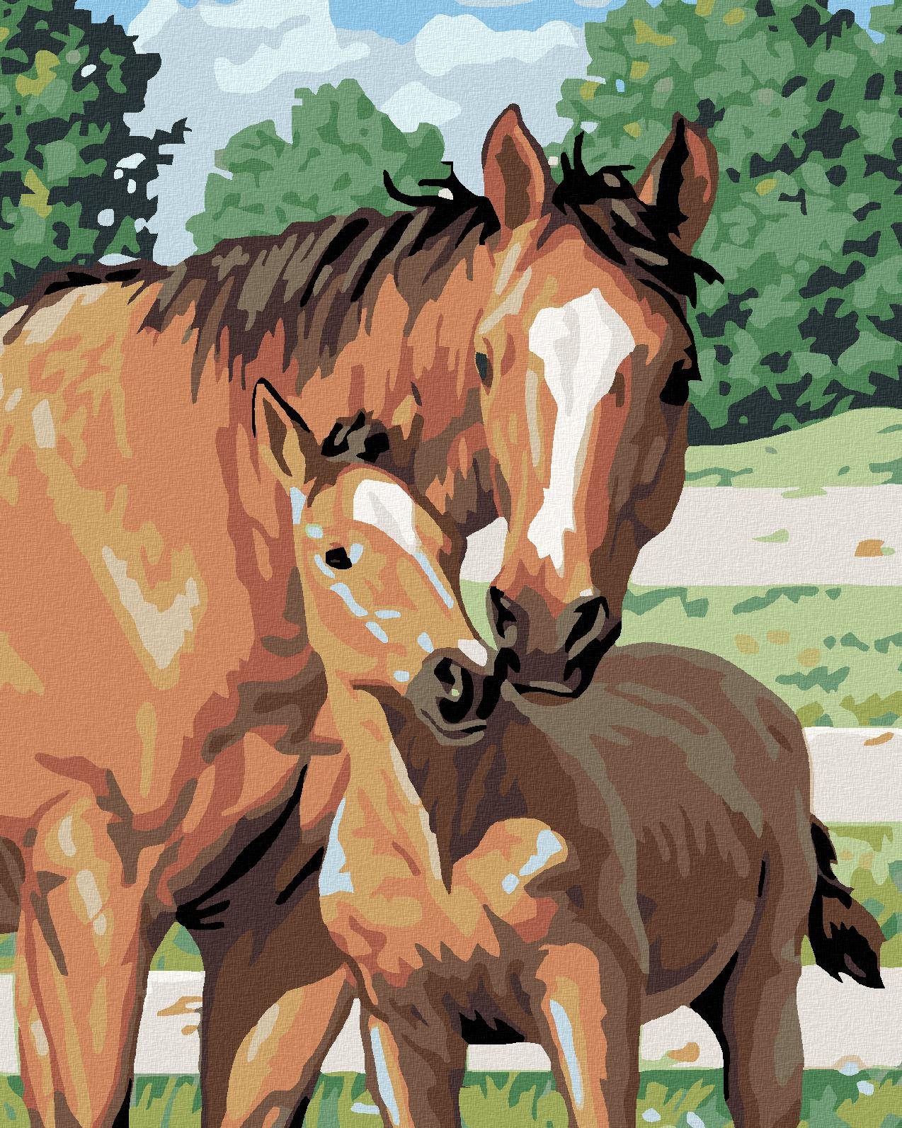Diamondi – KOBYLA SO ŽRIEBÄŤOM, 40 × 50 cm, bez rámu a bez napnutého plátna