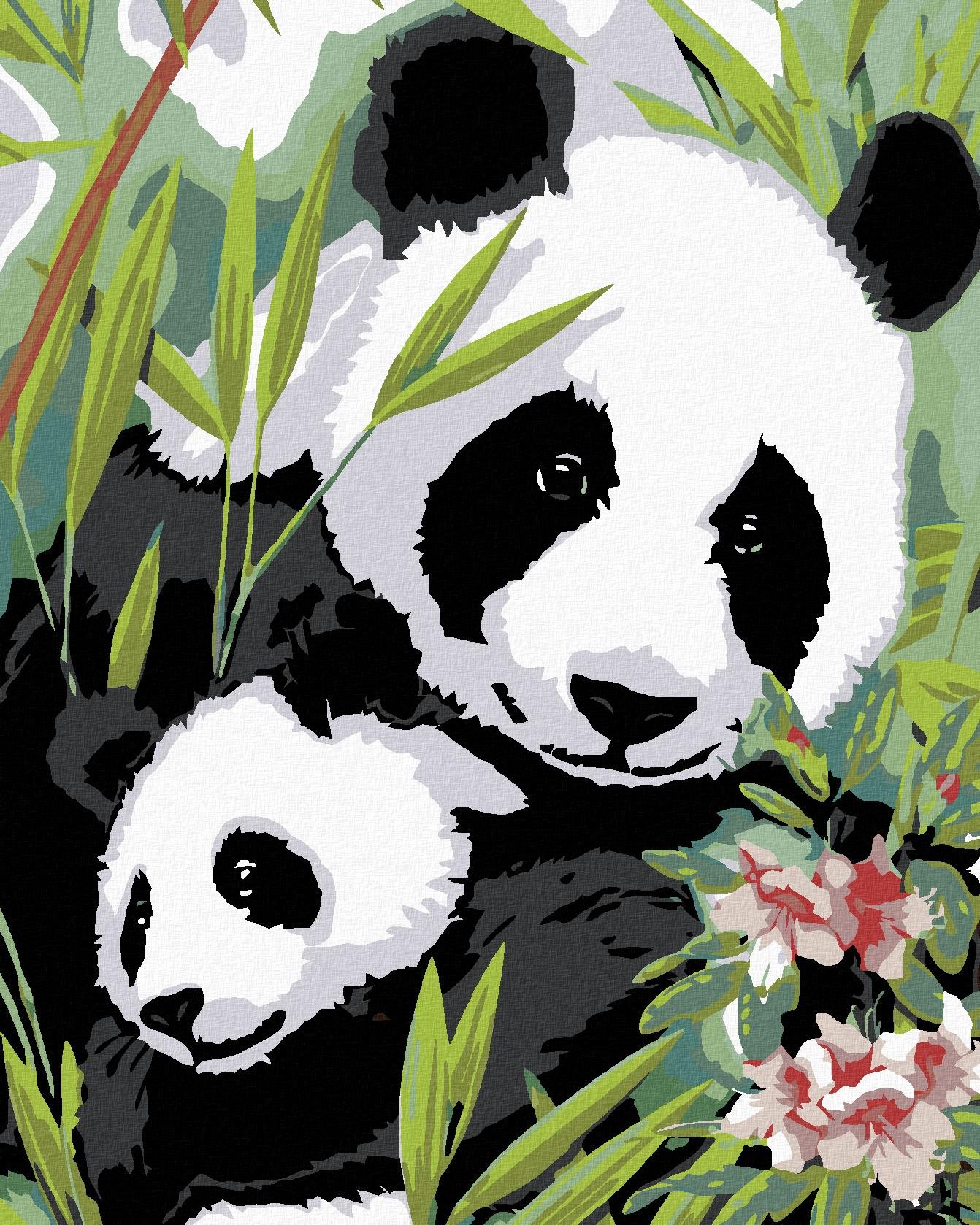 Diamondi – PANDA S MLÁĎAŤOM, 40 × 50 cm, napnuté plátno na rám