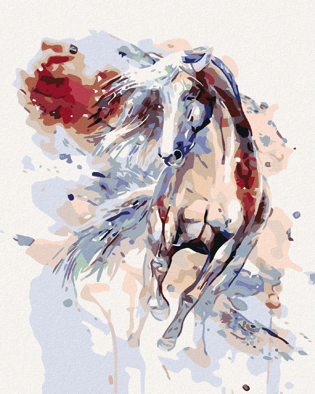Diamondi – ABSTRAKTNÝ KÔŇ ČERVENÝ, 40 × 50 cm, napnuté plátno na rám