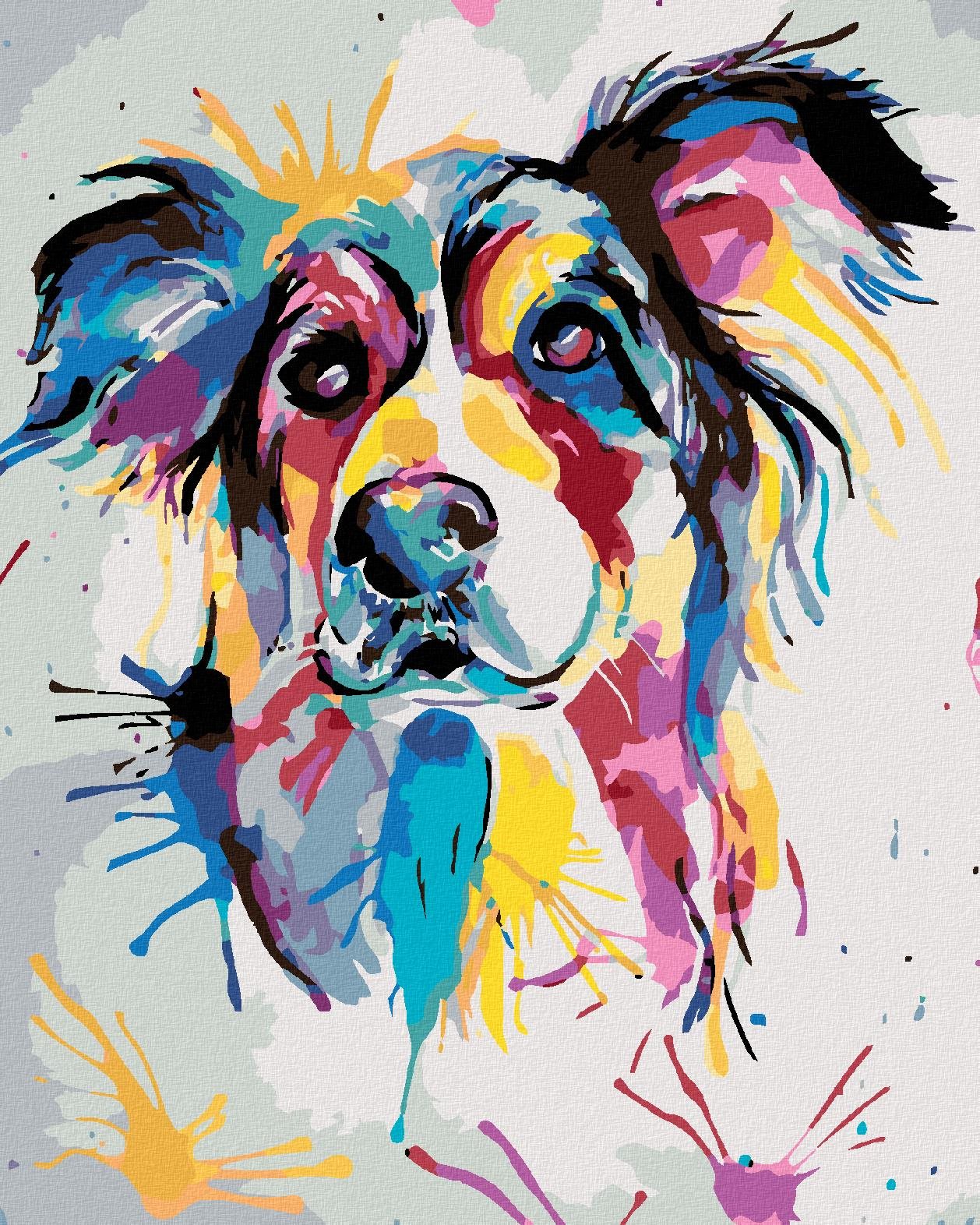 Diamondi – Diamantové maľovanie - KRÁSNY MAĽOVANÝ PES, 40 × 50 cm, napnuté plátno na ráme