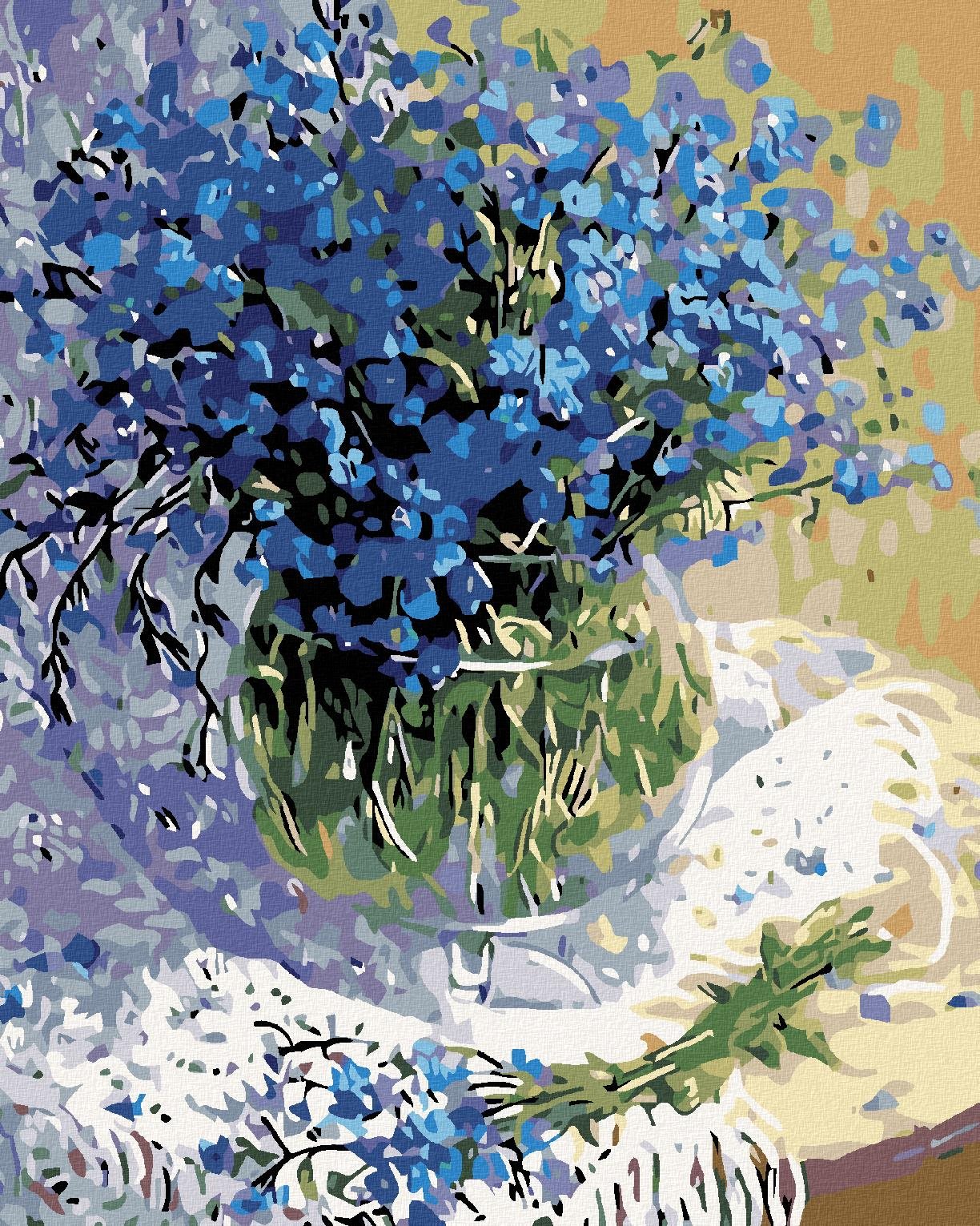 Diamondi – KYTICA MODRÝCH KVETOV, 40 × 50 cm, bez rámu a bez napnutia plátna