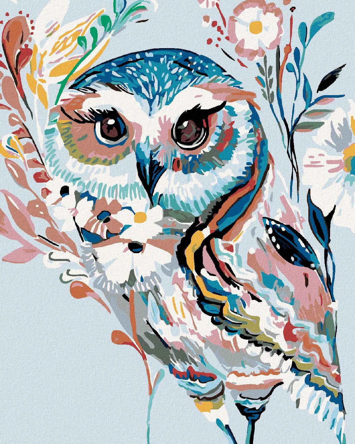 Diamondi – DÚHOVÁ SOVA, 40 × 50 cm, bez rámu a bez napnutia plátna