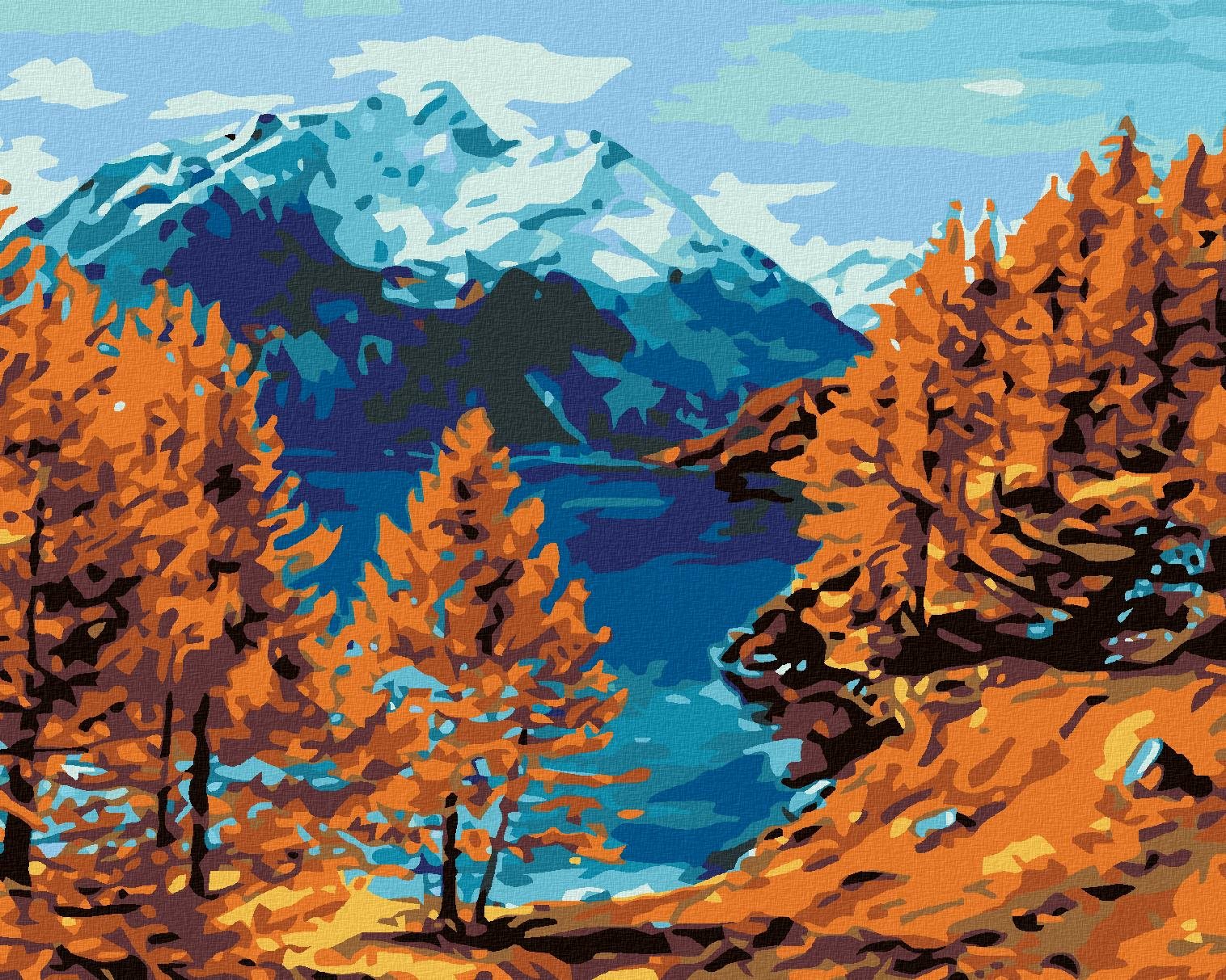 Diamondi – JAZERO POD HOROU, 40 × 50 cm, napnuté plátno na rám
