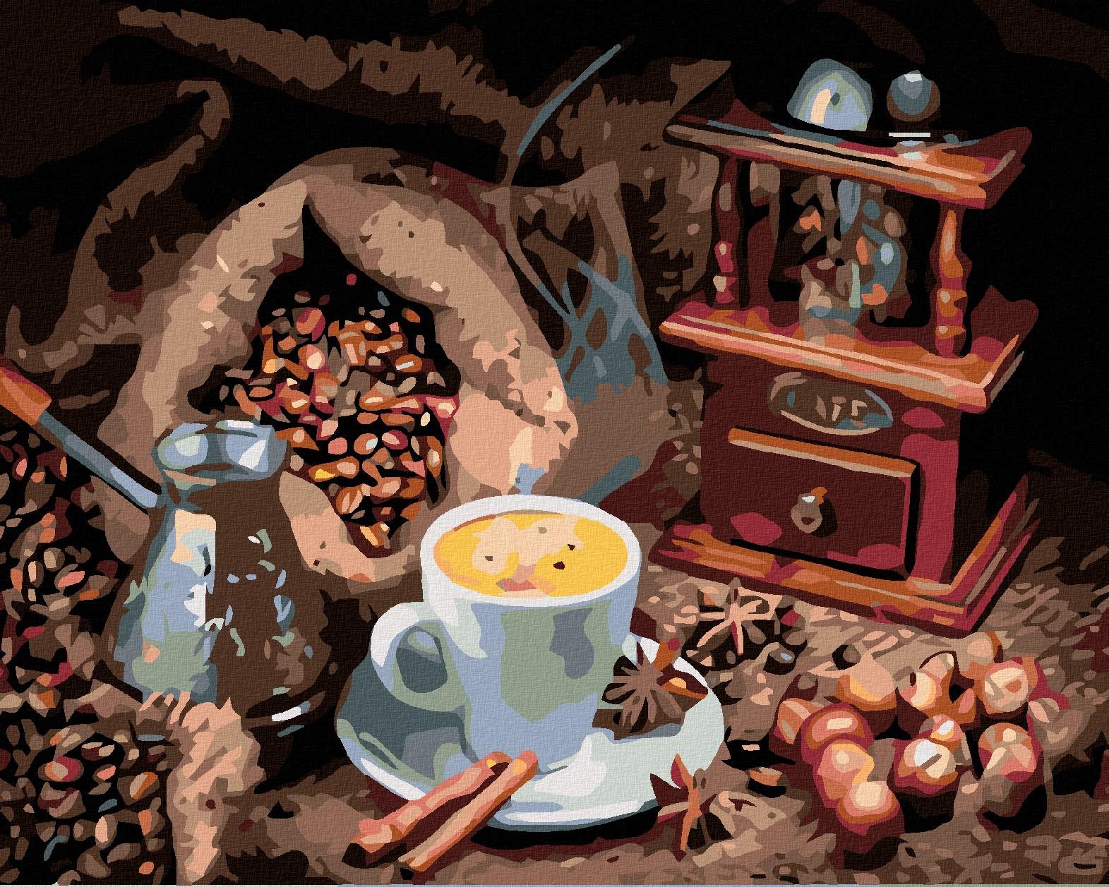 Diamondi – ŠÁLKA KÁVY A KÁVOVÉ ZRNIEČKA, 40 × 50 cm, bez rámu a bez napnutia plátna