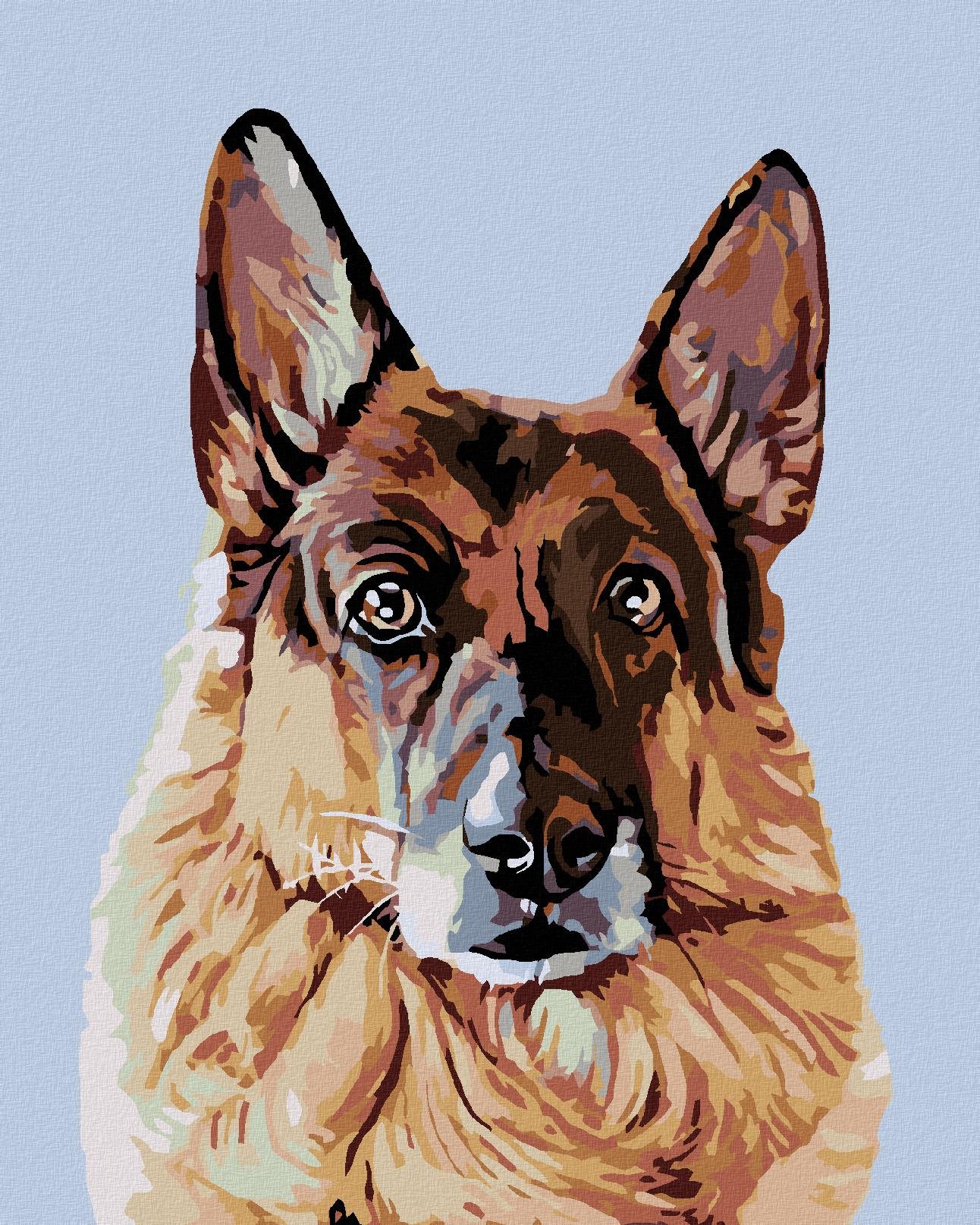 Diamondi – HĽADIACI NEMECKÝ OVČIAK, 40 × 50 cm, bez rámu a bez napnutia plátna