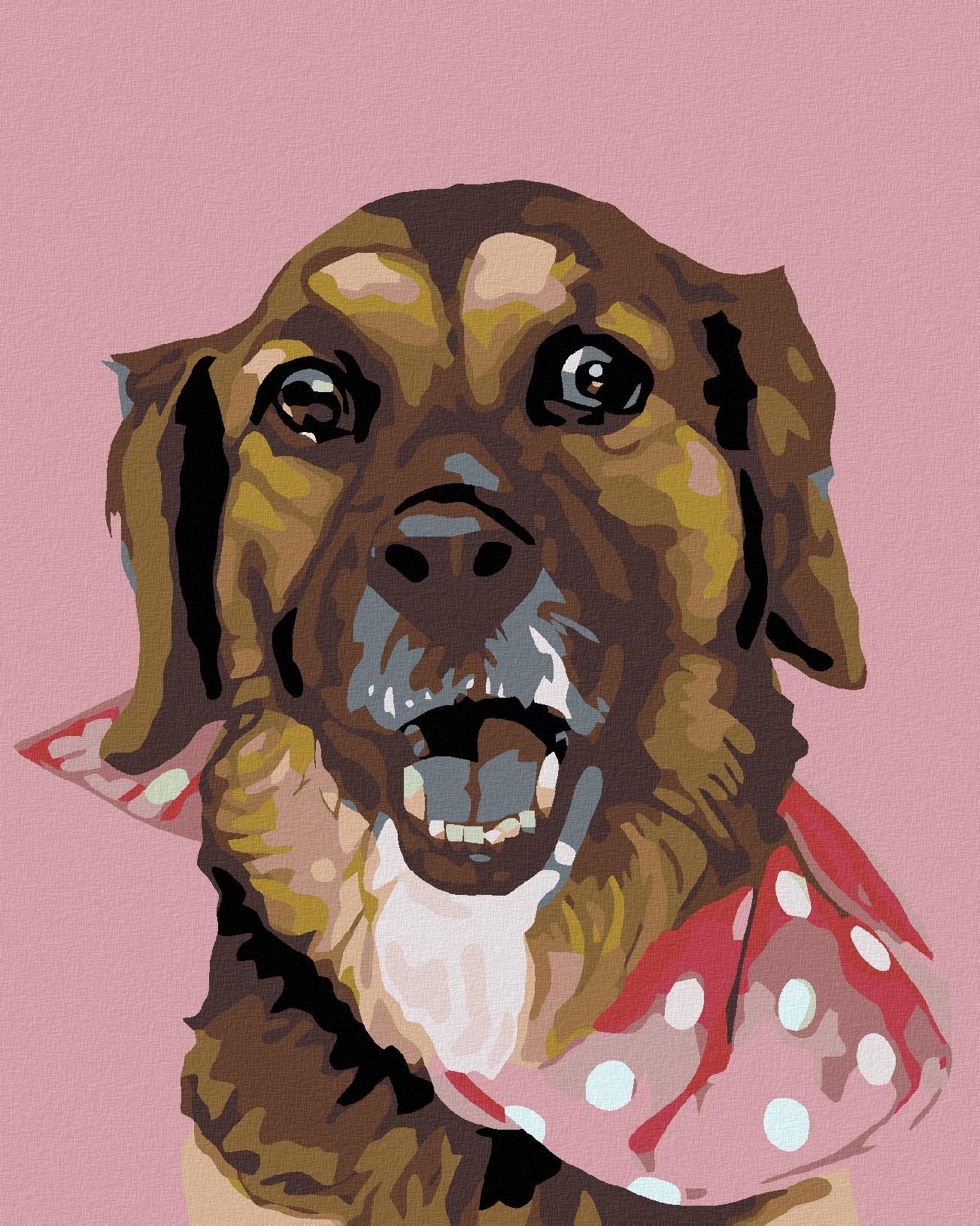 Diamondi – PSÍK S BODKOVANOU ŠATKOU, 40 × 50 cm, bez rámu a bez napnutia plátna