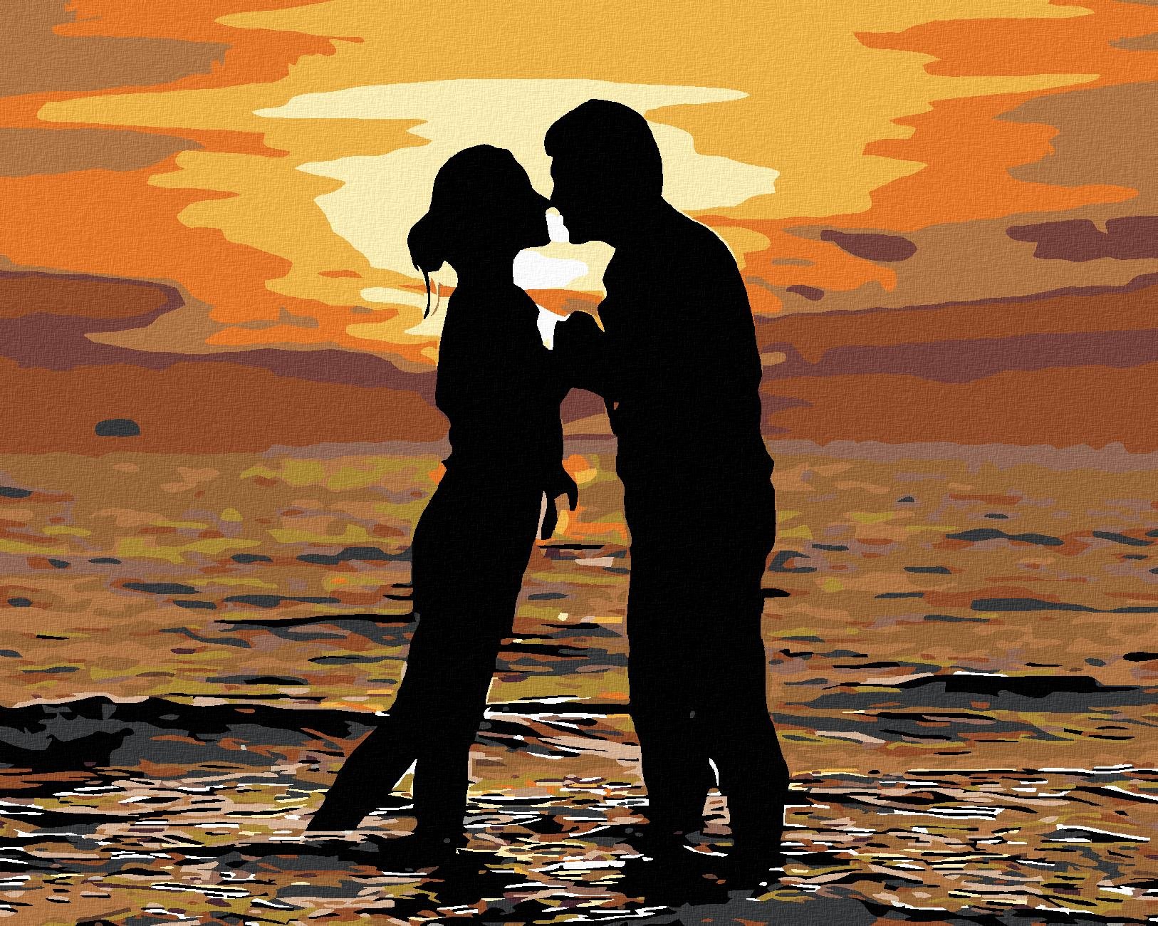 Diamondi – MILENCI NA PLÁŽI, 40 × 50 cm, plátno napnuté na rám