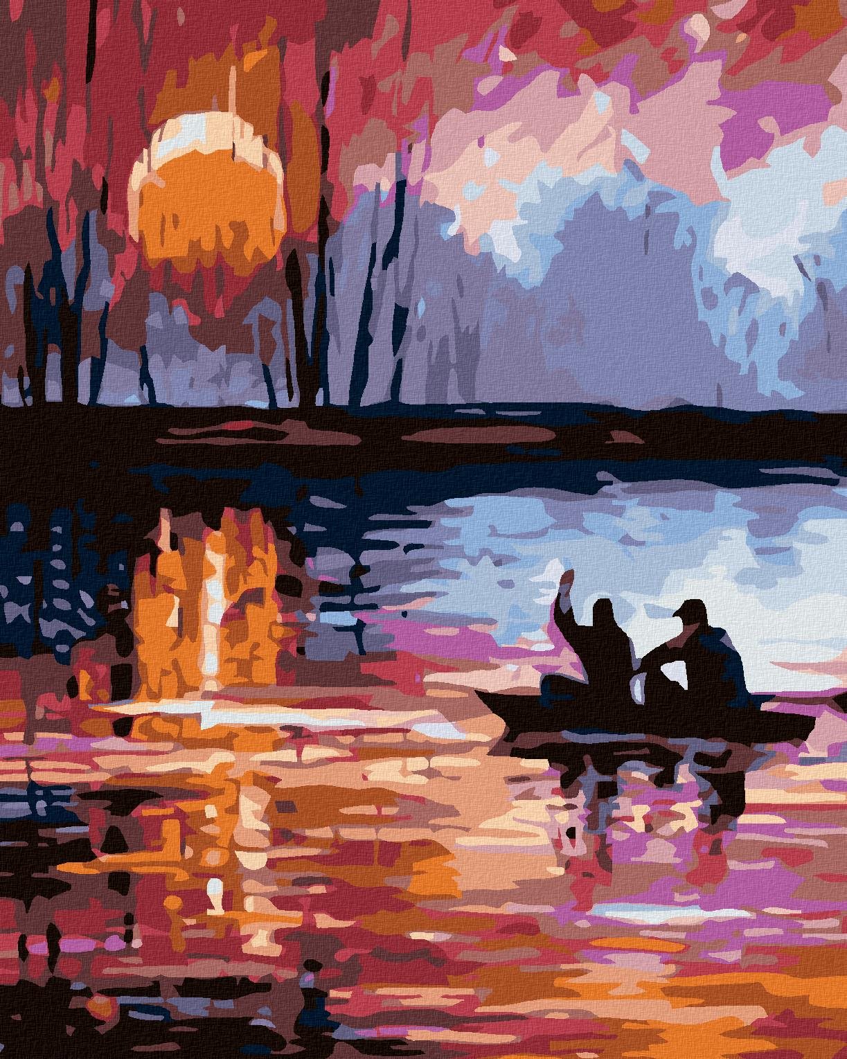 Diamondi – ZÁPAD SLNKA NA JAZERE, 40 × 50 cm, bez rámu a bez napnutia plátna