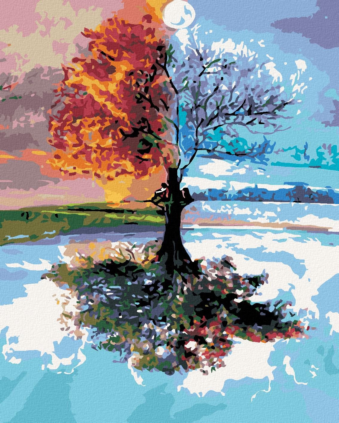 Diamondi – Diamantové maľovanie – ŠTVORO ROČNÝCH OBDOBÍ, 40 × 50 cm, bez rámu a bez napnutého plátna