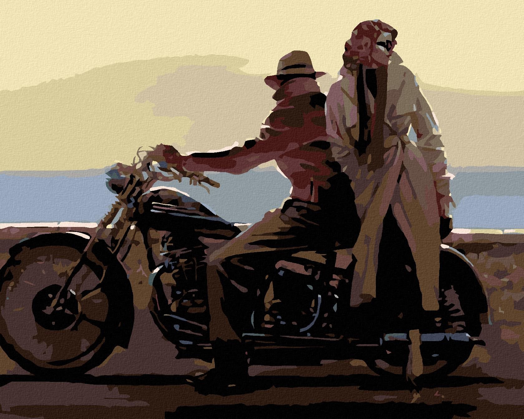 Diamondi – MILENCI NA MOTORKE, 40 × 50 cm, bez rámu a bez napnutia plátna