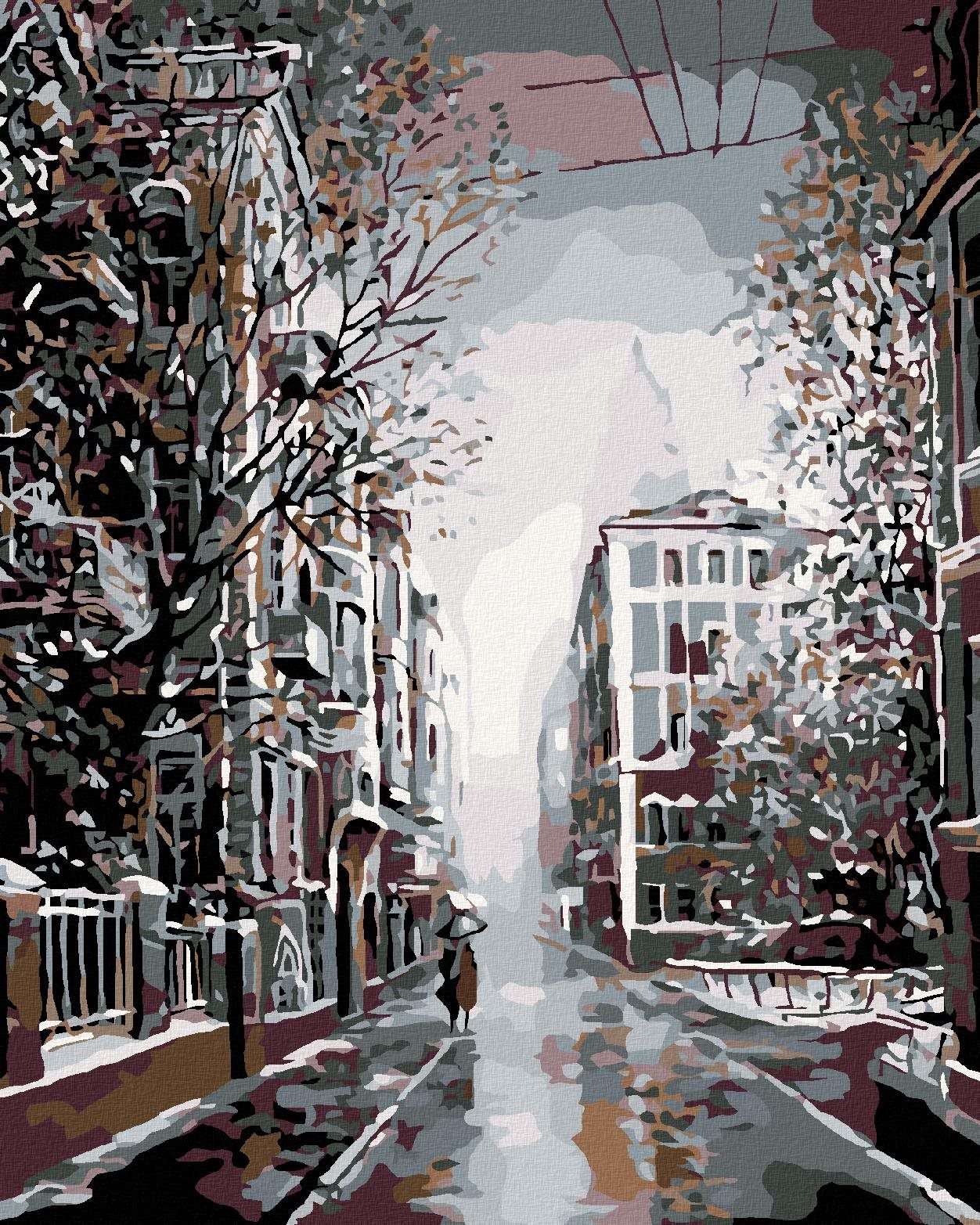 Diamondi – PRECHÁDZKA PODVEČERNOU ULICOU, 40 × 50 cm, napnuté plátno na rám