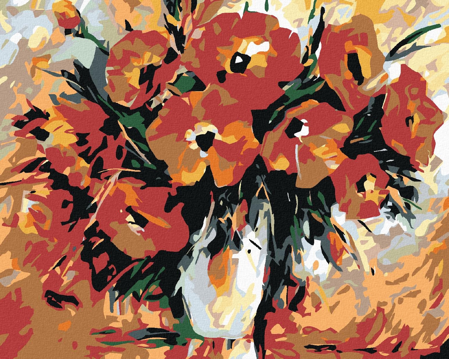 Diamondi – VLČÍ MAK V BIELEJ VÁZE, 40 × 50 cm, bez rámu a bez napnutého plátna