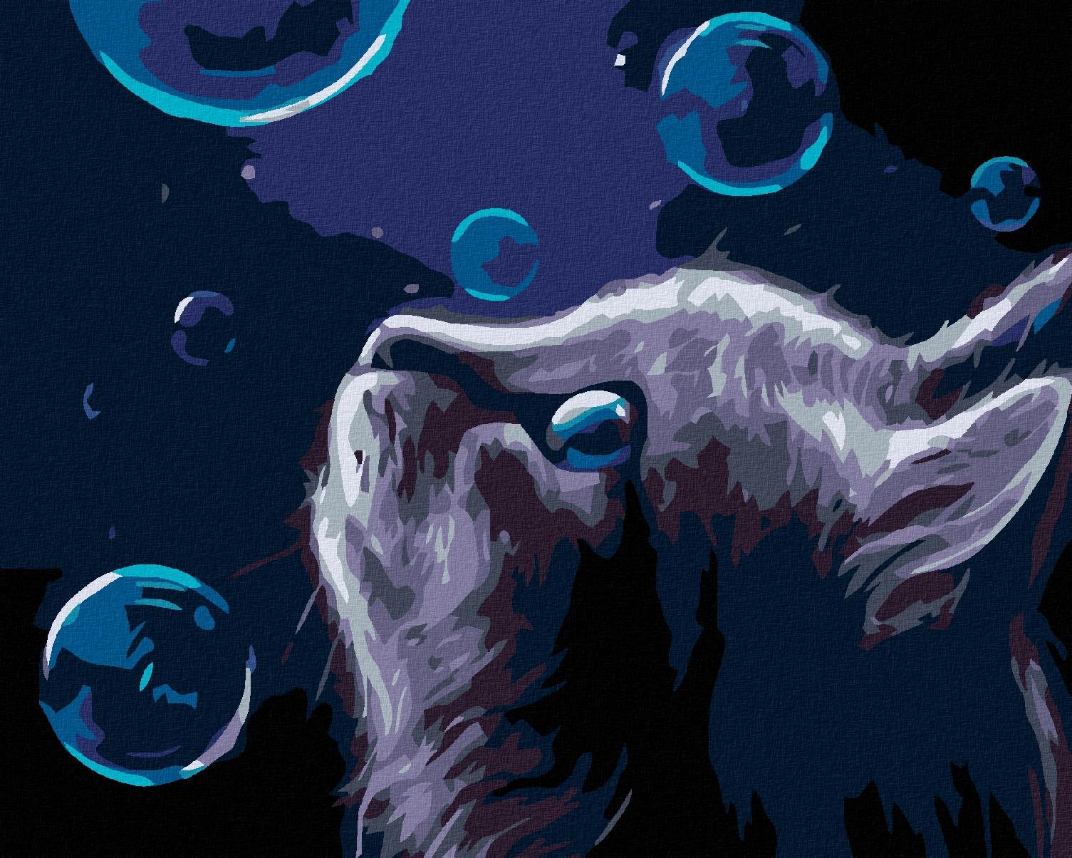 Diamondi – Diamantové maľovanie – MAČKA A BUBLINY V NOCI, 40 × 50 cm, bez rámu a bez vypnutia plátna